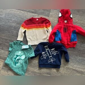 Cat & Jack Carters Baby Boys Toddler Bundle 12 Months sweater tops spiderman